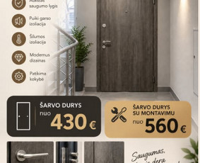 Langai, durys: gamyba, montavimas - Lauko, buto ir vidaus durys i&scaron; sandėlių Vilniuje - 3