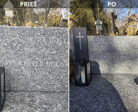 Tradiciniai amatai - Raidžių kalimas ant paminklo kapinėse - 1