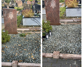 Kapavietės pamatų betonavimas - Kapų tvarkymas, puo&scaron;imas granito skaldelėmis - 4