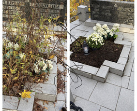 Kapavietės pamatų betonavimas - Kapų tvarkymas, puo&scaron;imas granito skaldelėmis - 1