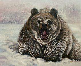 Mokinės nutapytas lokys. Drobė, aliejus. 70x90cm. 2019m.