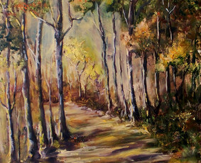 Mokinio nutapytas peizažas. Drobė, aliejus. 92x50cm. 2019m.