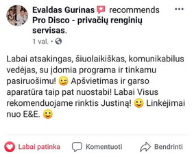 Justinas Sruoginis - Renginių organizavimas, vedimas, Dj / Justinas Sruoginis / Darbų pavyzdys ID 999847