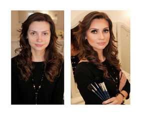 Makiažas atliekamas su profesionalia kosmetika: "MAKE UP FOR EVER", "MAC", "DIOR", "CHANEL", "MAKE-UP ATELIER", kurios garantuoja puikų makiažo išsilaikymą. Klijuojami blakstienų kuokšteliai.