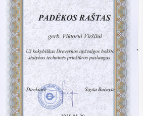 Padėka Viktorui Viršilui už gerą darbą