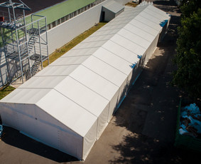 Tentinis paviljonas 10x42x3m - PAU modelis Lietuva