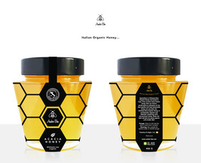 AMBER BEE Medaus pakuotės dizainas