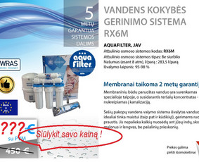 Laiko patikrinta geriamo vandens filtravimo sistema.  Parduodame , montuojame, aptarnaujame!