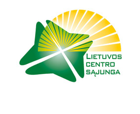 Politinės partijos "Lietuvos Centro Sąjunga" logotipas. Buvo kurta visa pirma kampanija.