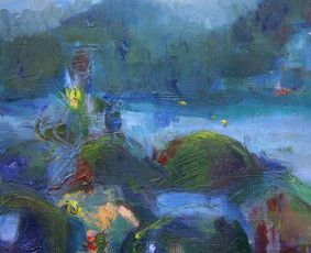 “MĖLYNOS MISTIKOS ATSPINDYS“/“THE REFLECTION OF BLUE MYSTIC” (aliejus, drobė, 70x50, 2016)