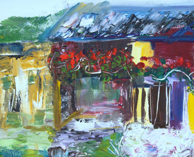 “NAMAS BALTAI“/“THE HOUSE IN WHITE” (mišri technika, 50x70, 2016) 