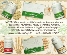 Santegra maisto papildai sanariams, kaulams, dantims, dantenoms, raumenims, nagams, plaukams, raiščių ir kremzlių funkcijai ir t.t. 