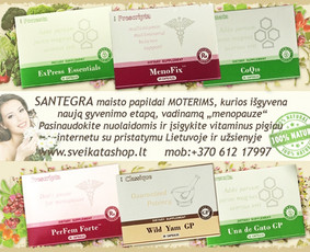 SANTEGRA produktai MOTERIMS, kurios išgyvena naują gyvenimo etapą, vadinamą „menopauze“. Naturalūs maisto papildai su Fito-estrogenais, Fito-progesteronais.