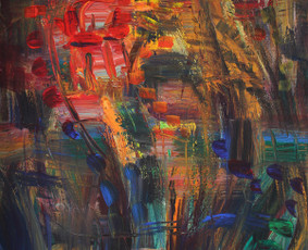 "PIEVŲ ŠNARESYS" (mišri technikas, drobė, 2015)