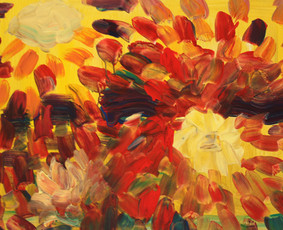 “GĖLIŲ ŽIEDAI”/ “BLOSSOMS OF FLOWERS”(akrilas, drobė, 60x80 cm, 2015)