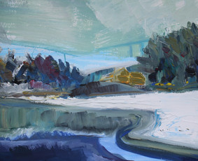 “PADUMBLIAI ŽIEMĄ”/ “PADUMBLIAI IN WINTER” (akrilas, drobė, 60x80 cm, 2015)