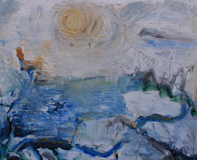 "EŽERAS MĖNESIENOJE"/ „LAKE IN THE MOONLIGHT” (60x80 cm, drobė, akrilas, 2014 m.)