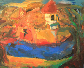 “NESVYŽIAUS PILIS”/ “NESVIZH CASTLE” - (akrilas, drobė, 65x90 cm, 2014)