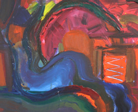 “Undinėlė ir tekanti upė” (akrilas, drobė, 50x70 cm, 2014)