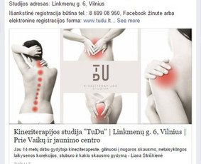 Kineziterapijos studija TuDu 
PVZ.: aktyvus link'as į tinklalapį su papildomomis nuorodomis į atskiras paslaugas