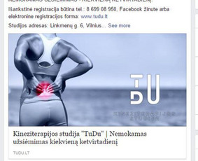 Kineziterapijos studija TuDu 
PVZ.: aktyvus link'as į tinklalapį su papildomomis nuorodomis į atskiras paslaugas