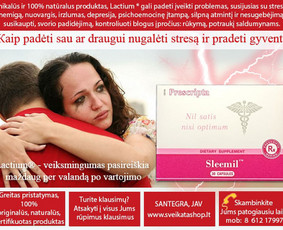 Sleemil™ (30) - unikalūs, 100% natūralus produktas, Lactium® gali padeti įveikti problemas, susijusias su stresu: 
nemigą, nuovargis, irzlumas, depresija, psichoemocinę įtampą ir t.t