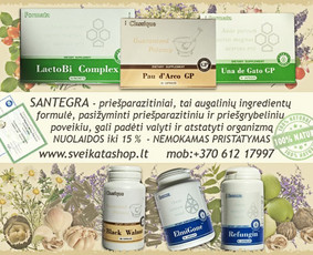 SANTEGRA – priešparazitines priemones gali padėti nuo kandidozės, parazitų ir kirmėlių. Santegros priešparazitiniai papildai gali padėti naikinti daugeli ligas sukeliančiu mikrobų rūšiu.