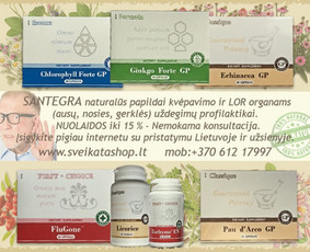 SANTEGRA naturalūs papildai kvėpavimo ir LOR organams 
(ausų, nosies, gerklės) uždegimų profilaktikai.  
NUOLAIDOS iki 15 % - Nemokama konsultacija.
