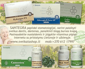 SANTEGRA - DANTYS - DANTENOS - NUOLAIDOS iki 15 %
Vitaminai, mineralai stomatologijai, norint palaikyti sveikus dantis, dantenos, gaivų burnos kvapą.
