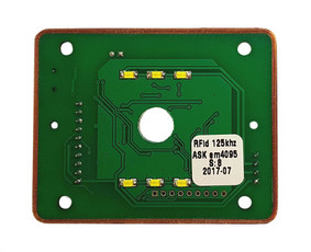 Labai kompaktiškas RF-ID ASK 125khz mini skaitytuvas su rite suvyniota tiesiog and PCB krašto. Su pašvietimu. STM32 mikrovaldiklis. Projektas paruoštas masinei gamybai. Yra ir 13Mhz MIFARE versija.