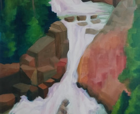 Mokinės nutapytas peizažas. Drobė, aliejus. 80x50cm. 2020m.