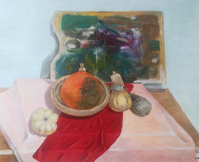 Mokinio nutapytas natiurmortas iš natūros. Drobė, aliejus. 60x80cm. 2020m.
