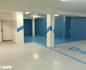 Poliuretaninė danga parkingams, sistema MAPEFLOOR PU/PD. Parkingas Vilniuje. 