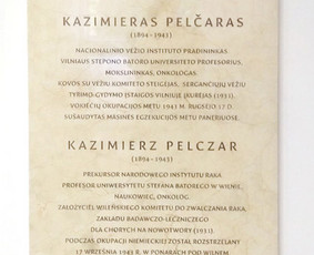 Atminimo lenta Nacionaliniame vėžio institute, bronza, marmuras. 60x150 cm.
