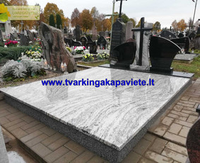 Kapavietės uždengimas šviesiomis Viscont white granito plokštėmis