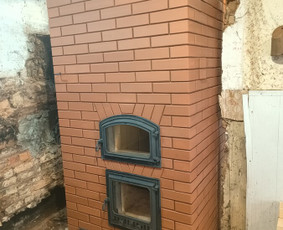 Didelių pilnavidurių keraminių plytų šildymo krosnis su šamotine maisto gaminimo kamera