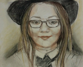 Eskuizinis portretas. Sepija,pastelė.
A3.f.