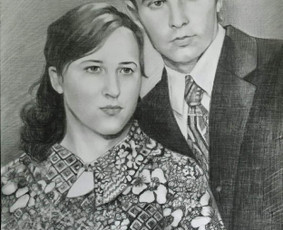 Poros portretas iš senovinės foto. 
Grafitas. 40/60