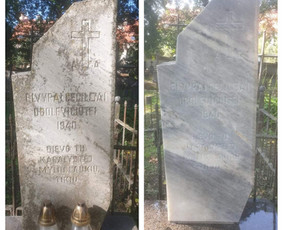 Kapų tvarkymas - Raidžių kalimas ant paminklo kapinėse - 2