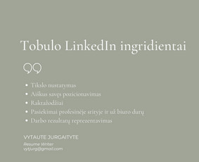 Cv ir Motyvacinių Laiškų Kūrimas // Linkedin Optimizacija / Vytautė Jurgaitytė / Darbų pavyzdys ID 1841917