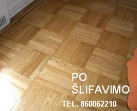 Šlifavimas ir lakavimas medinių grindų, bei parketo. / Šlifavimas  grindų, parketo. / Darbų pavyzdys ID 1845119