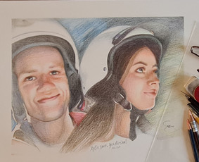 Piešinys spalvotais akvareliniais pieštukais ant popieriaus pagal nuotrauką. Dydis 30x40 cm.