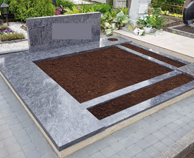 Kapavietės projekto įrengimas, paminklo bei granito bortelių montavimas, juodžemis, trinkelių klojimas.