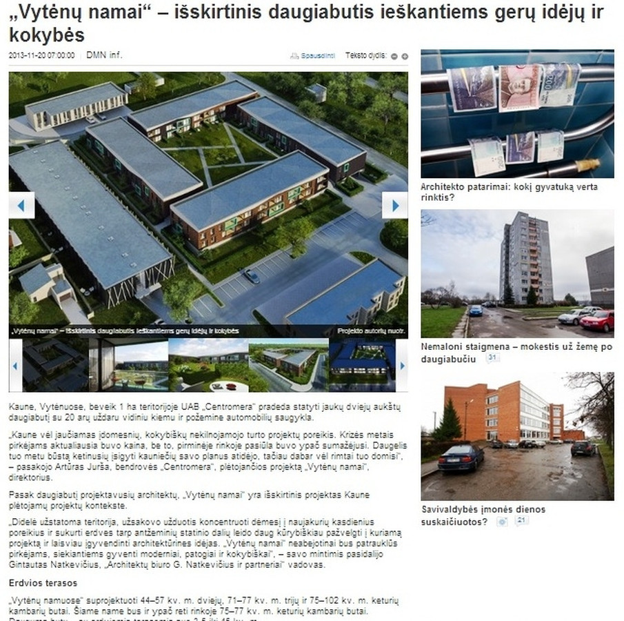Portale Kaunodiena.lt publikuotas mano parengtas reklaminis straipsnis apie pradedamą statyti išskirtinį daugiabutį Kauno mieste.