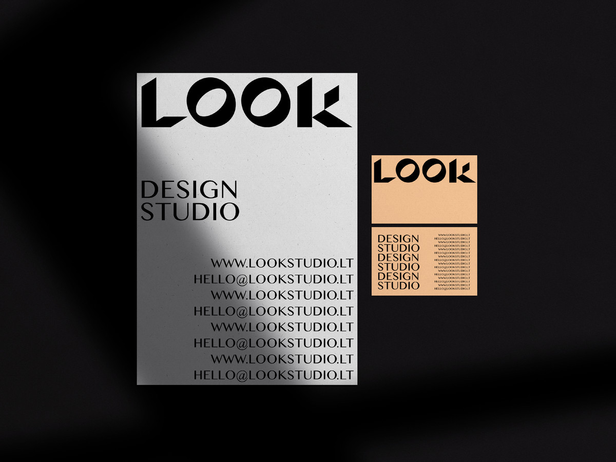 LOOK Studio logotipas, plakatas ir vizitinė