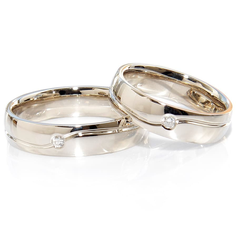 Balto aukso vestuviniai žiedai su briliantais