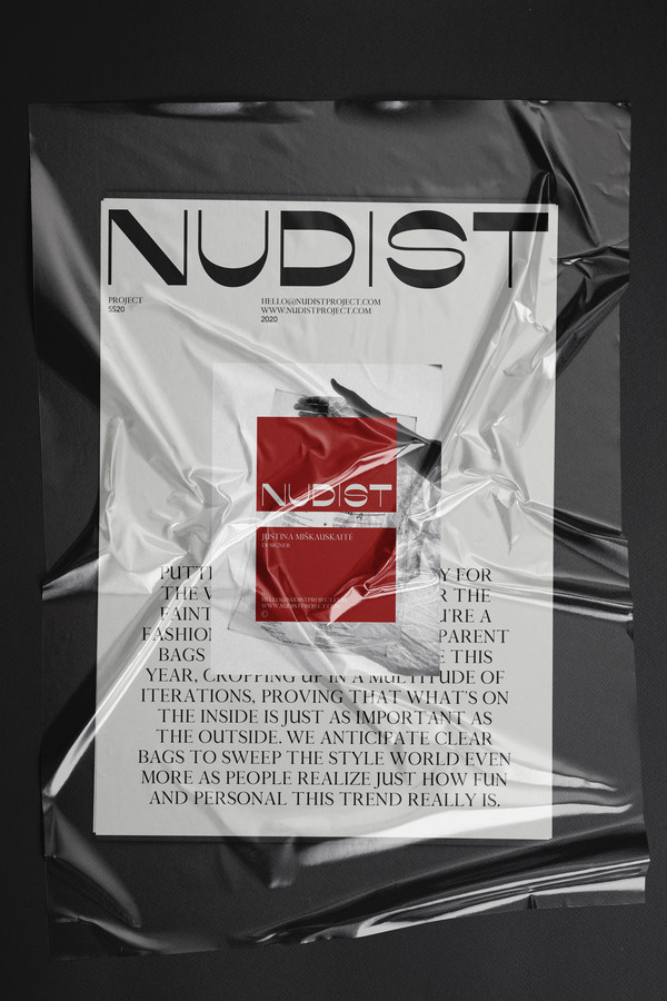 NUDIST logotipas, vizitinė ir plakatas