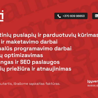 Net 95 procentus pirmojo vartotojo įspūdžio sudaro interneto svetainės dizainas! Kuriame unikalius svetainių dizainus, logotipus, reklaminius banerius pagal individualų užsakymą. Kaunas MB EDVI nuotrauka 1 Svetainių dizainas (web design) Kaunas MB EDVI nuotrauka 1
