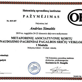 Metaforinių asociatyvinių kortelių (MAK) praktikos Klaipėda Andrius Simaitis nuotrauka 3