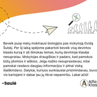 Individualios ir porinės biologijos pamokos vedamos mokiniams ir studentams. Įvertiname mokinių turimas žinias, sudarome individualų pamokų planą ir prisitaikome prie poreikių. Vilnius Alfa Klasė nuotrauka 5 Papildomas biologijos mokymas Vilnius Alfa Klasė nuotrauka 5